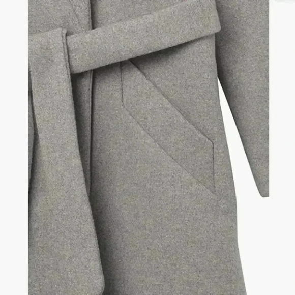 Daily Ritual Wool Blend Grey Belted Winter Fall Coat Size 6 - Picture 4 of 12